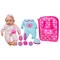Lissi: 14" Baby Doll Set: Backpack & Accessories - Pink-Blue-Purple - 7pc Toy Care Accessories, Doll Harness Travel Bag, Extra Outfit, Kids-Toddler 2+